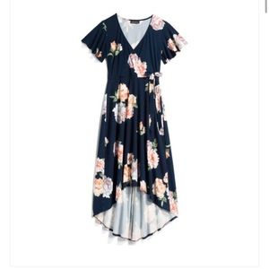 Fortune + Ivy Faux Wrap Brushed Knit Maxi Dress